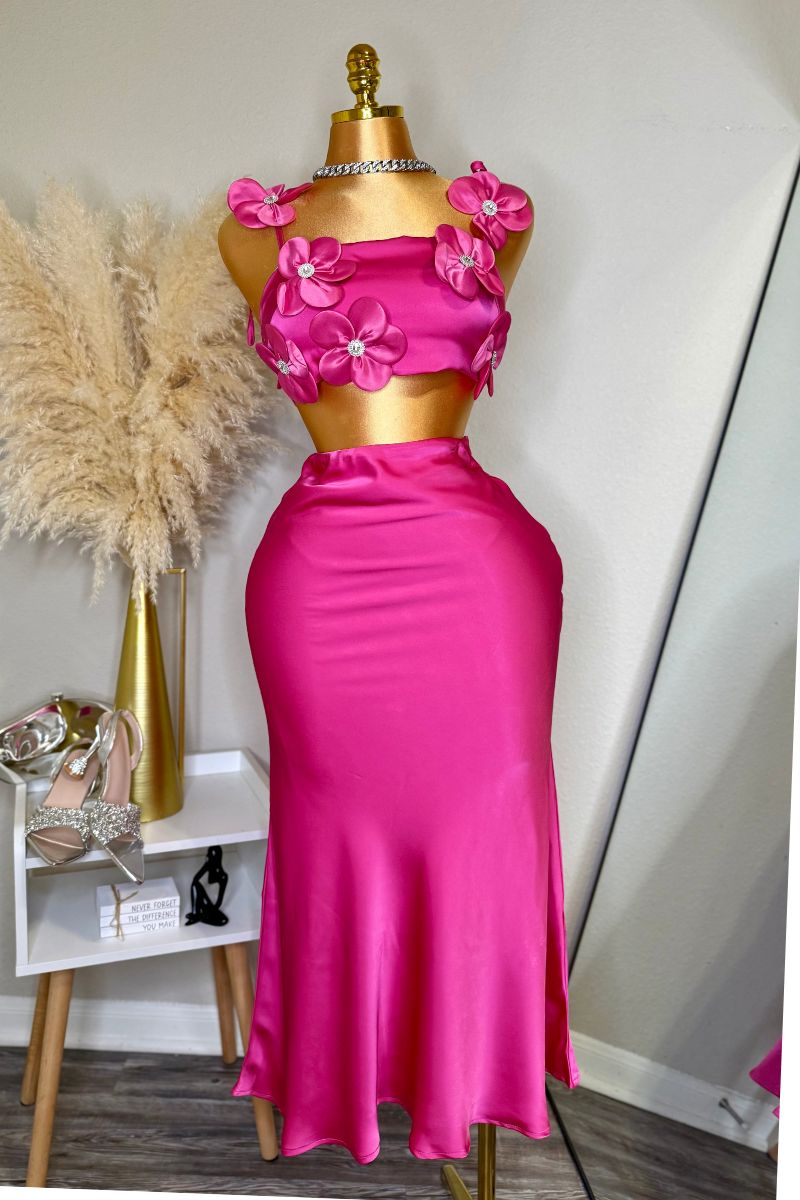 Aria 3-D Skirt Set - Pink
