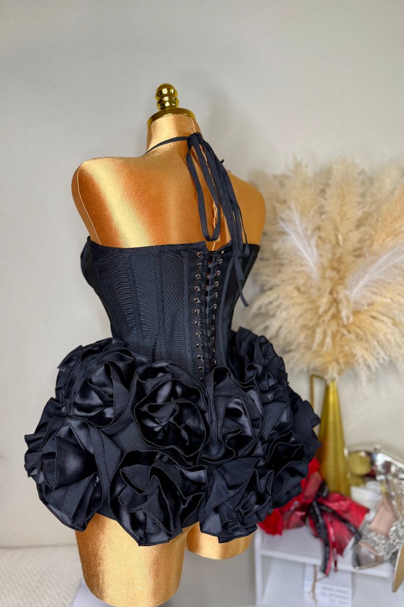 Sophia Rose 3-D Skirt Set -Black