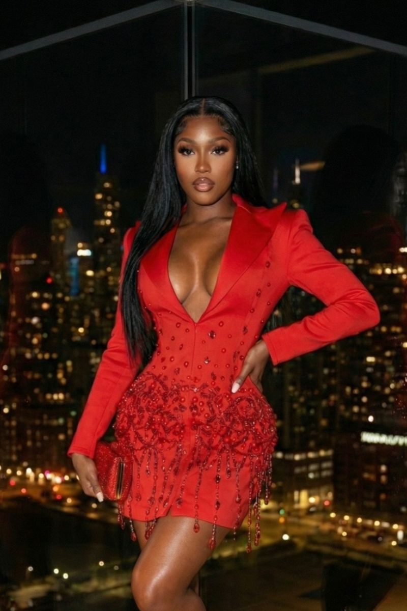 AVA SPARKLE DRESS - Red