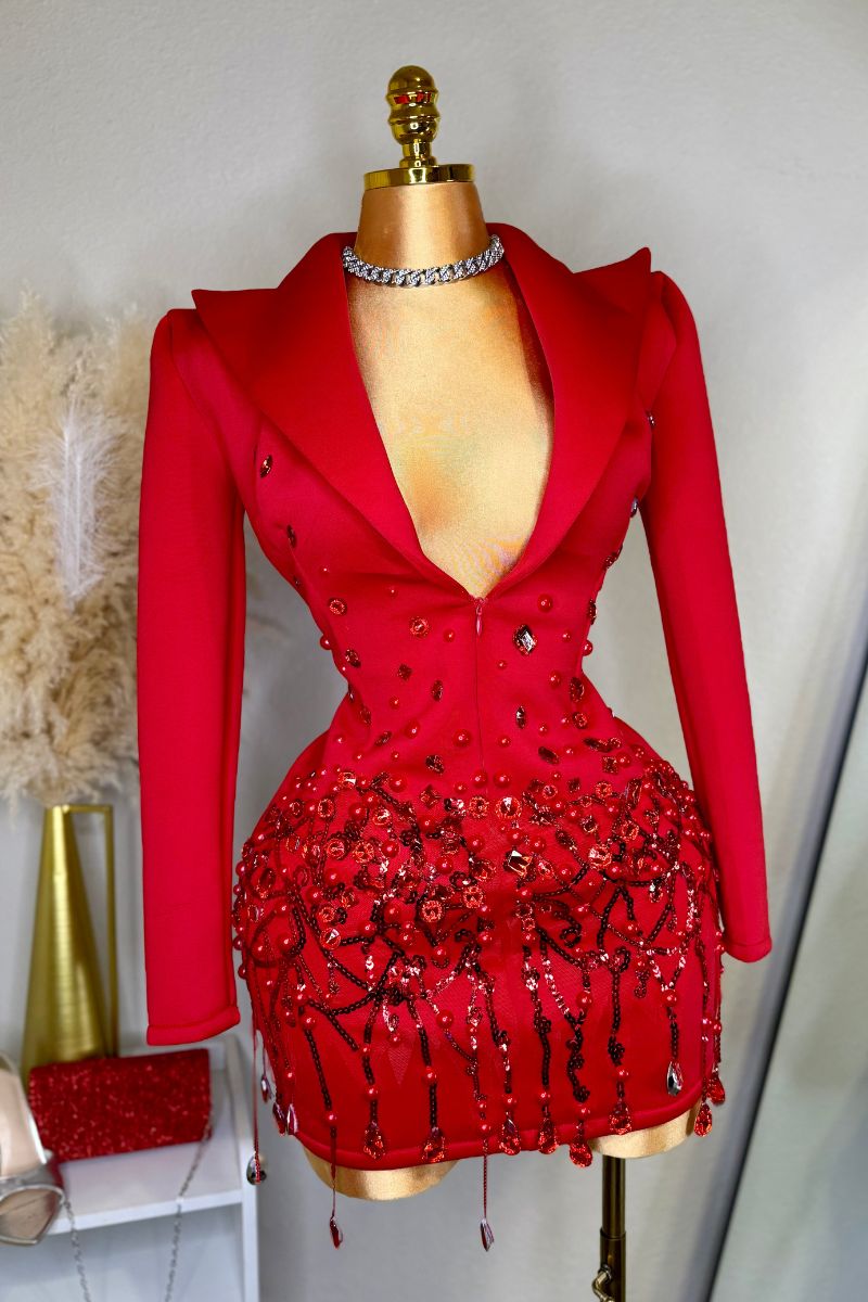 AVA SPARKLE DRESS - Red