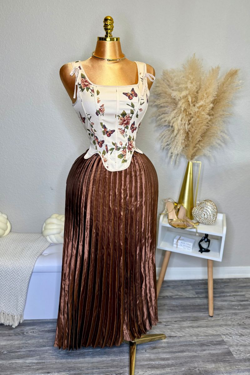 Luna Skirt Set (Brown)