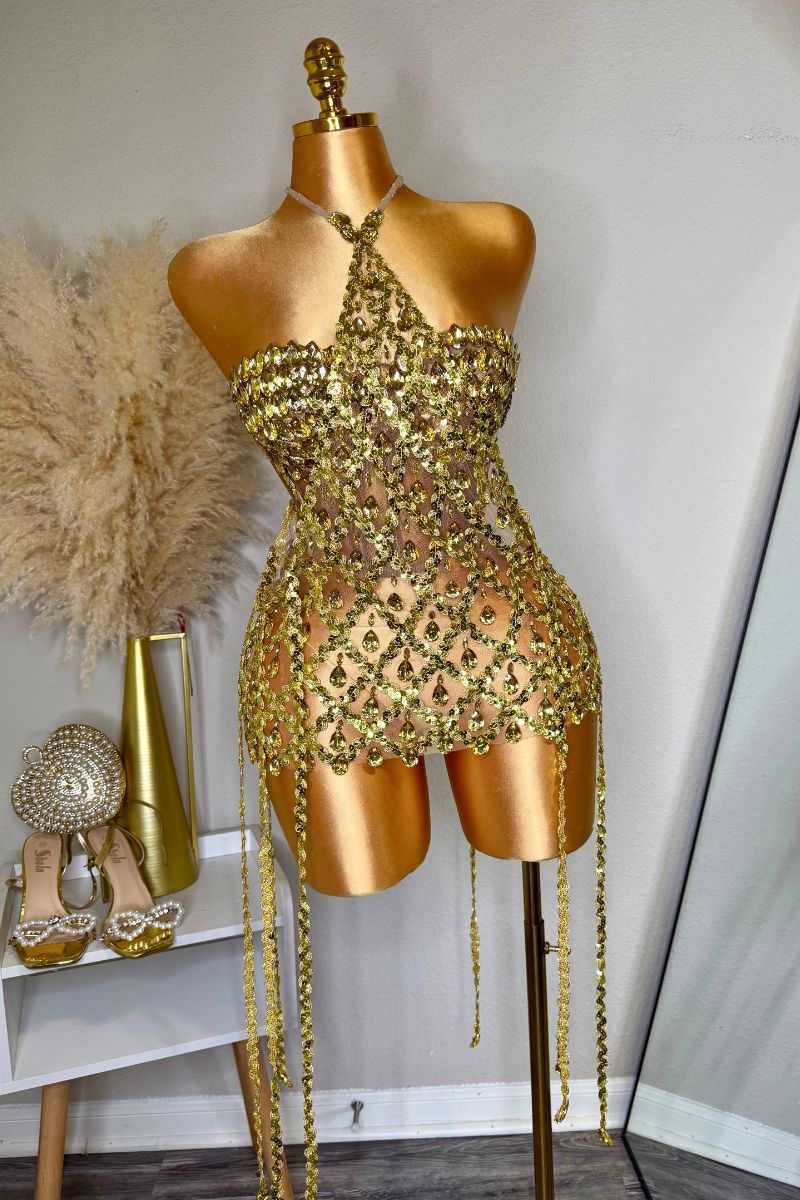 slim fit dress slacks Dripping in Gold Mini